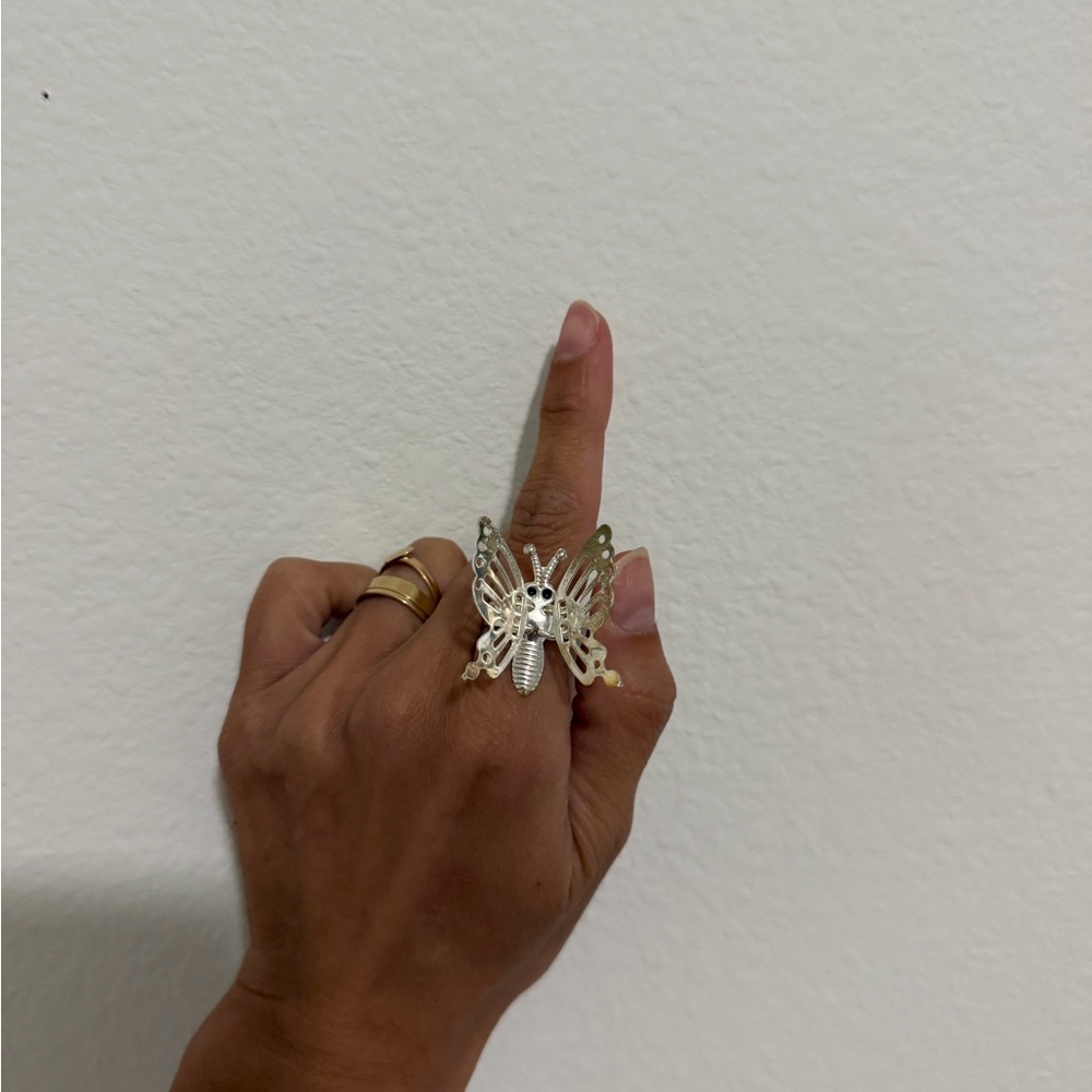 Silver Butterfly Statement Ring - Women Jewelry